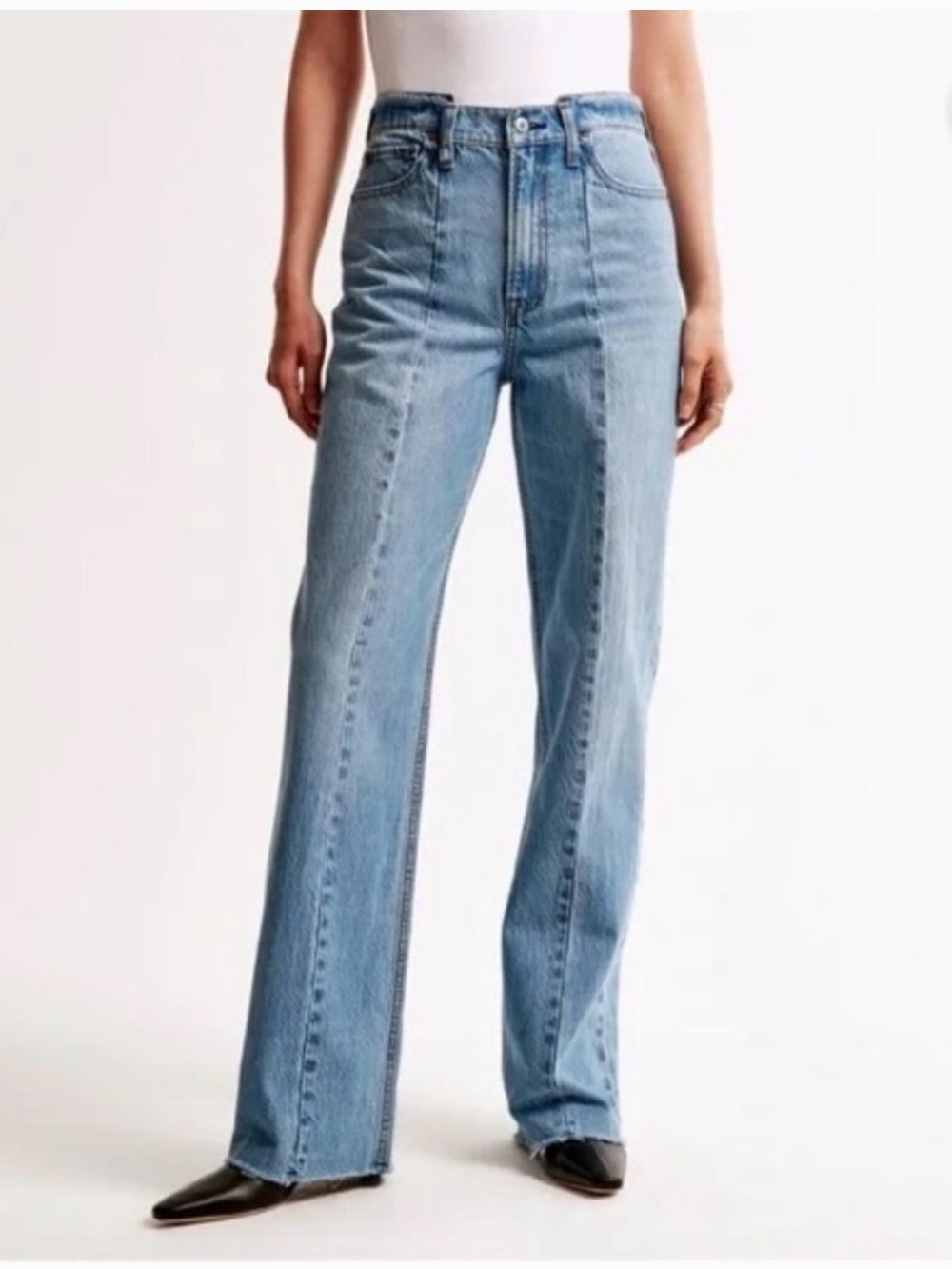 90s relaxed high rise vertical splice jeans - like new